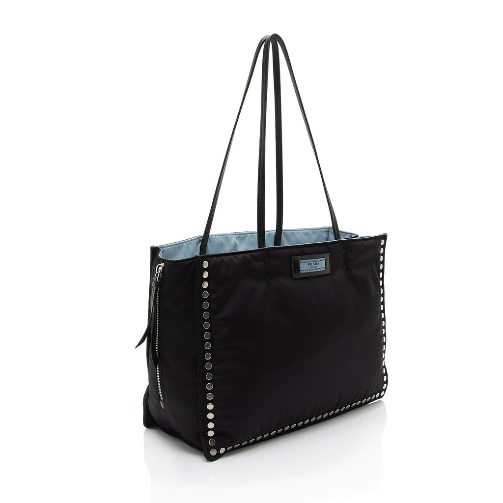 Prada Tessuto Studded Etiquette Large Tote
