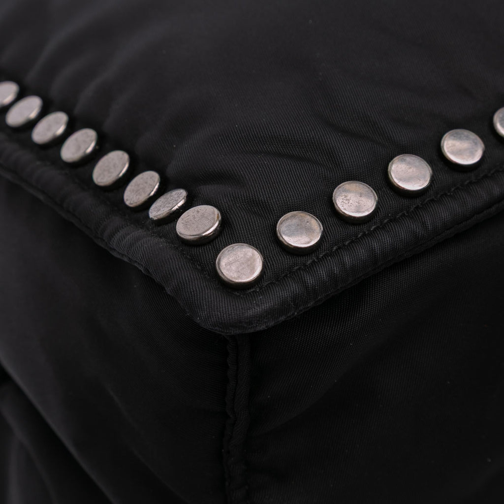 Prada Tessuto Studded Etiquette Tote