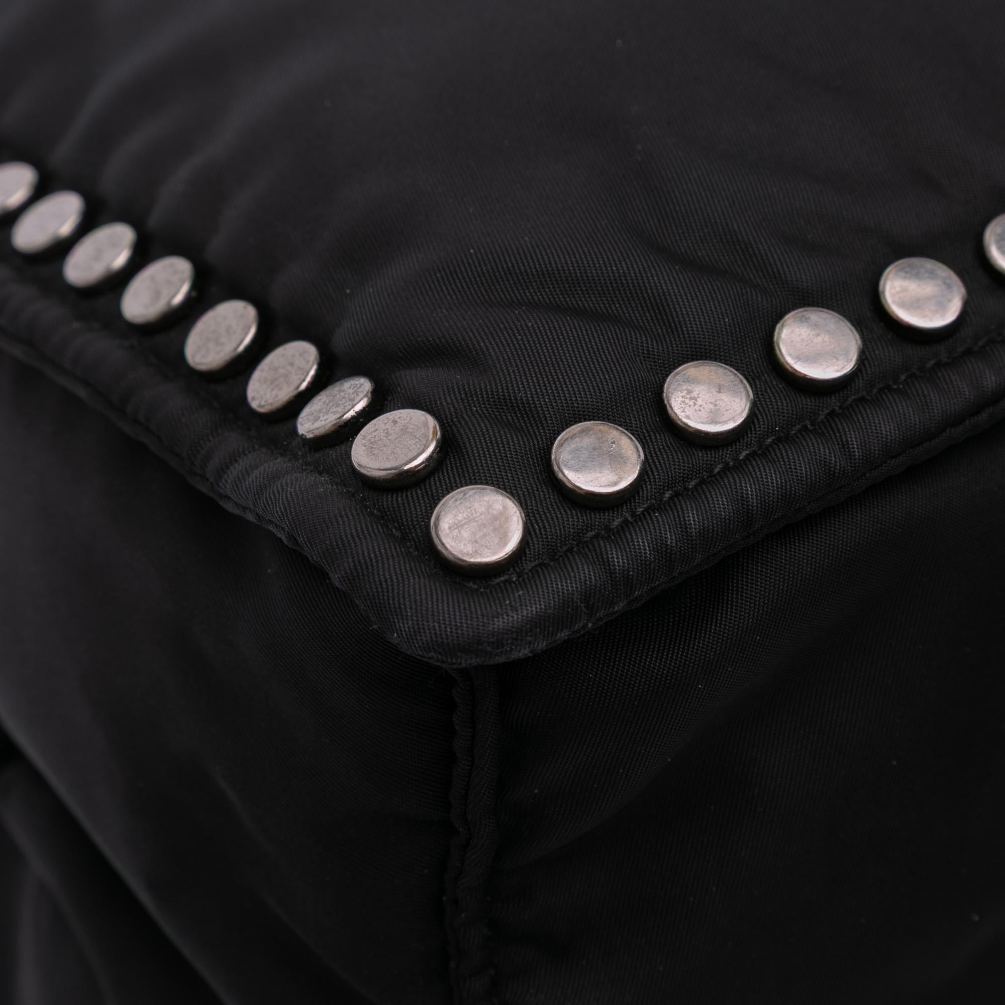 Prada Tessuto Studded Etiquette Tote