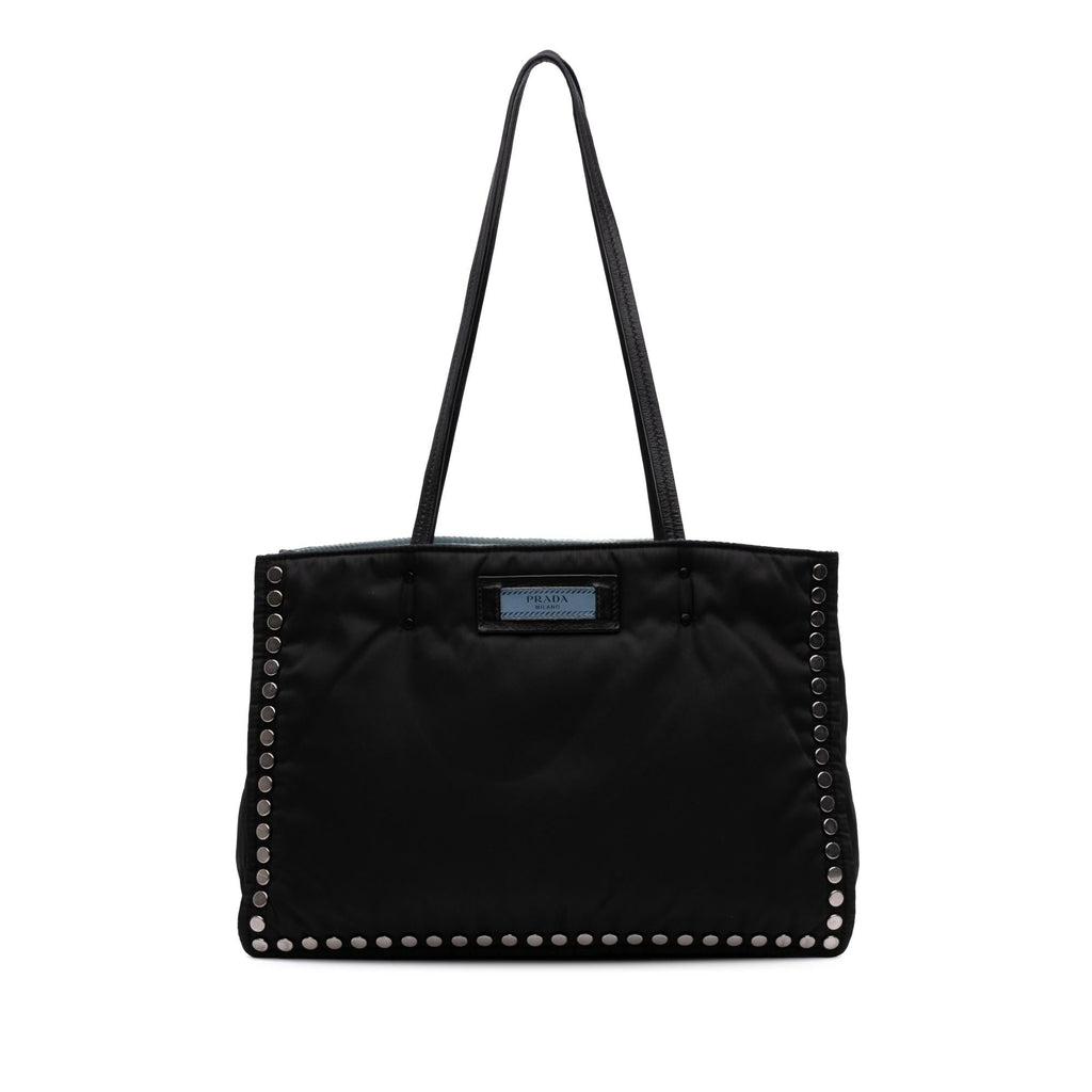 Prada Tessuto Studded Etiquette Tote