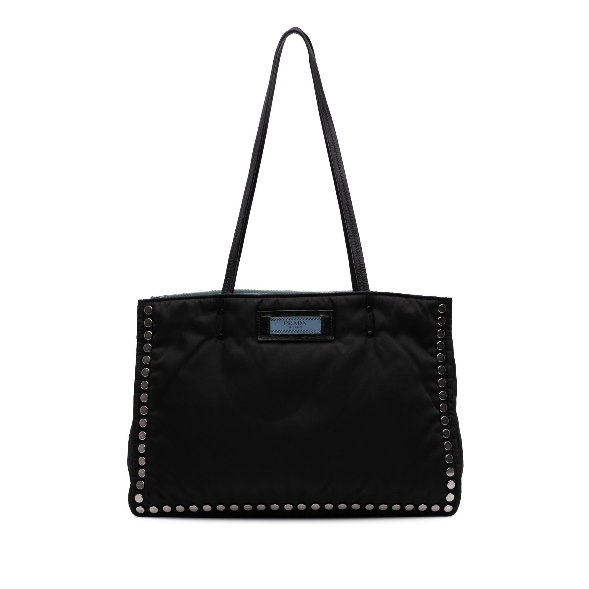 Prada Tessuto Studded Etiquette Tote