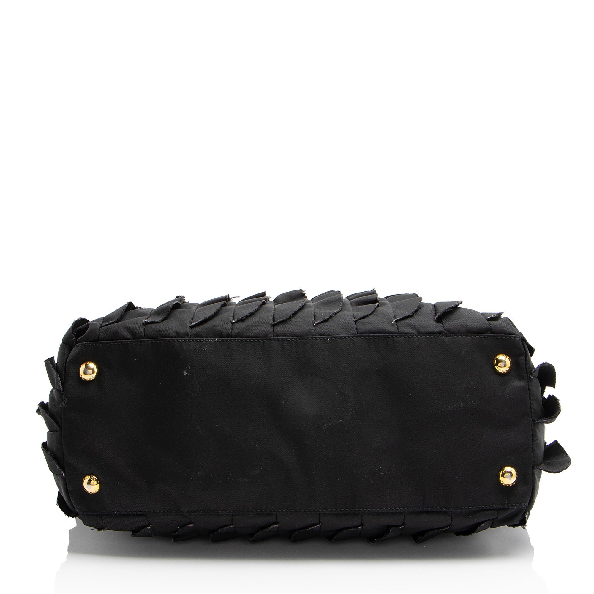 Prada Tessuto Vernice Ruffled Chain Tote