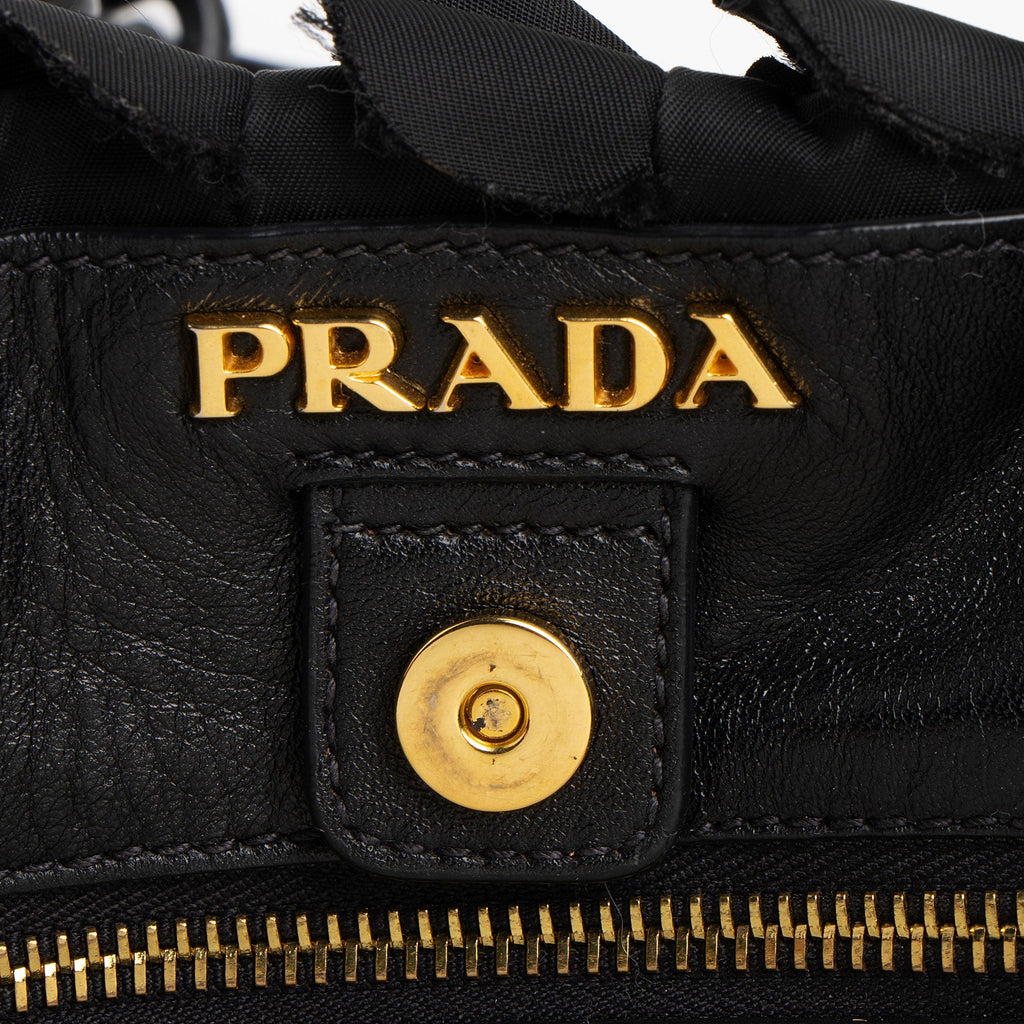 Prada Tessuto Vernice Ruffled Chain Tote