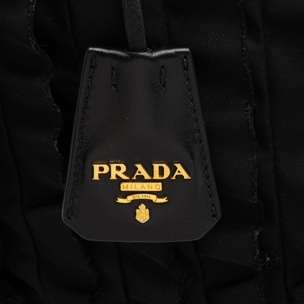 Prada Tessuto Vernice Ruffled Chain Tote