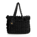 Prada Tessuto Vernice Ruffled Chain Tote
