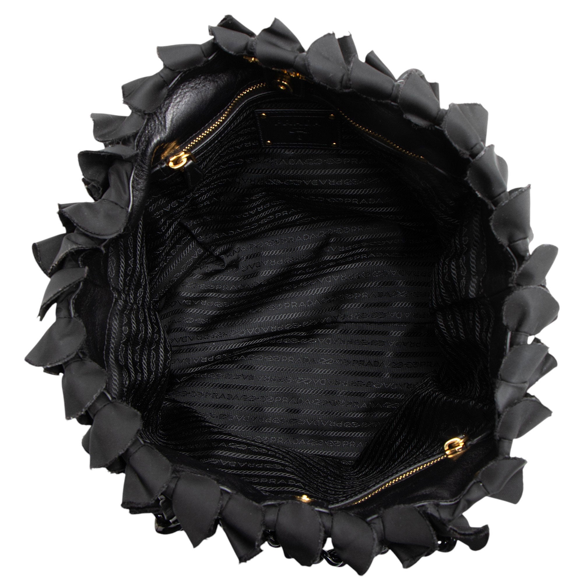 Prada Tessuto Vernice Ruffled Chain Tote