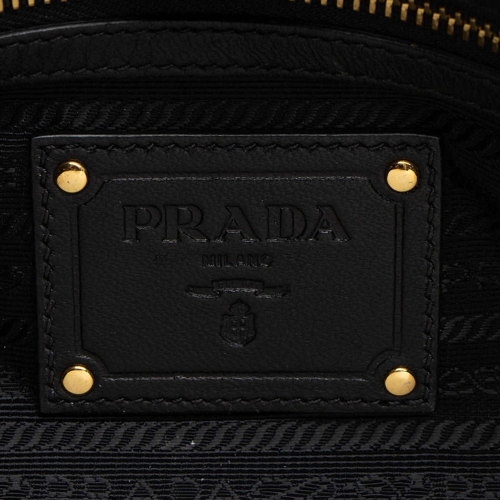 Prada Tessuto Vernice Ruffled Chain Tote