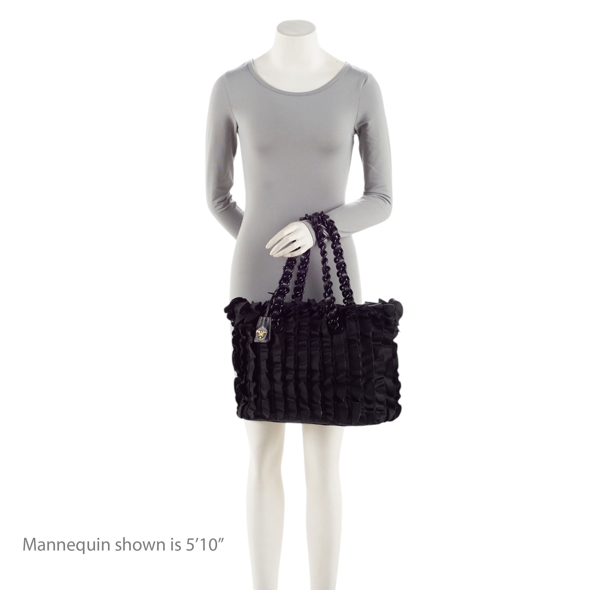 Prada Tessuto Vernice Ruffled Chain Tote