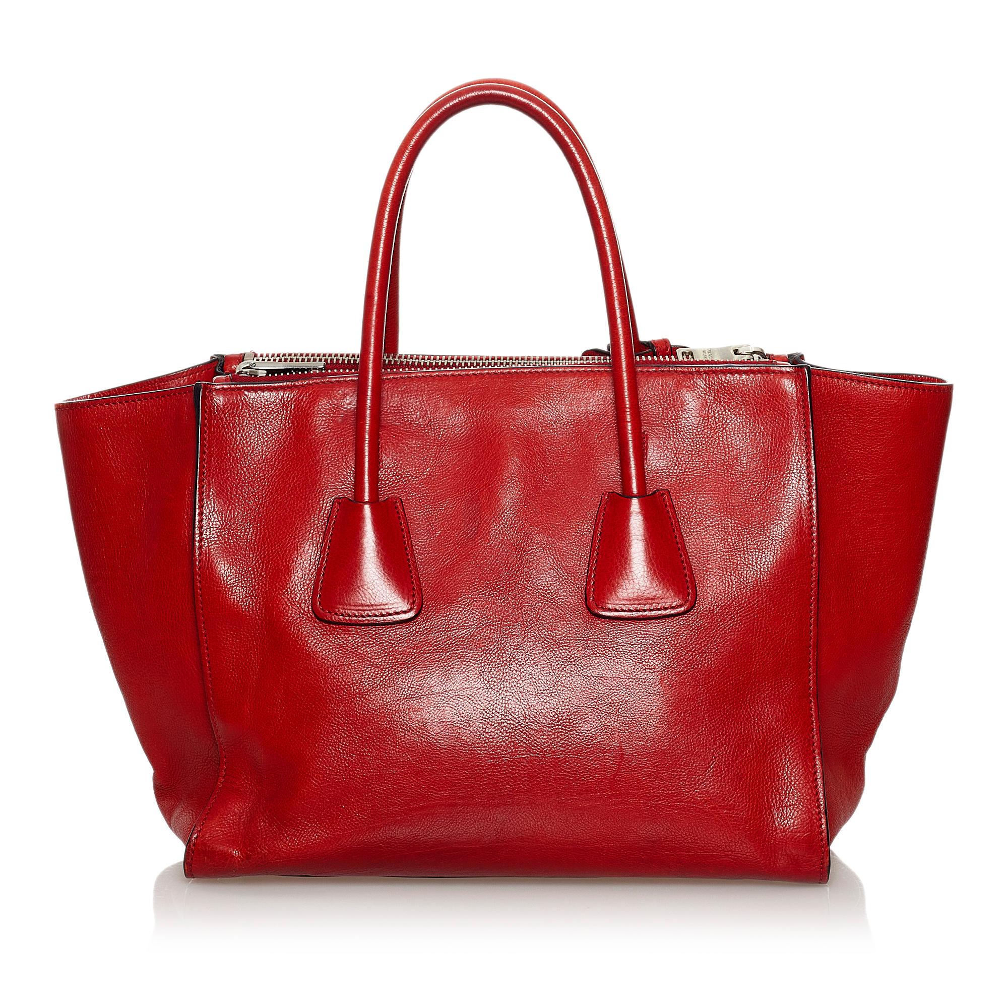 Prada Twin Pocket Leather Tote Bag (SHG-30736)