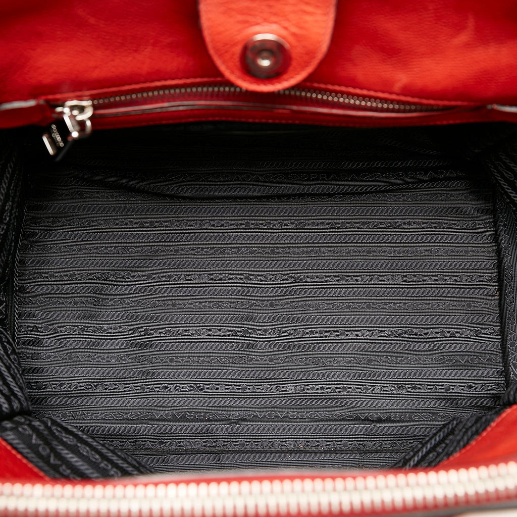 Prada Twin Pocket Leather Tote Bag (SHG-30736)