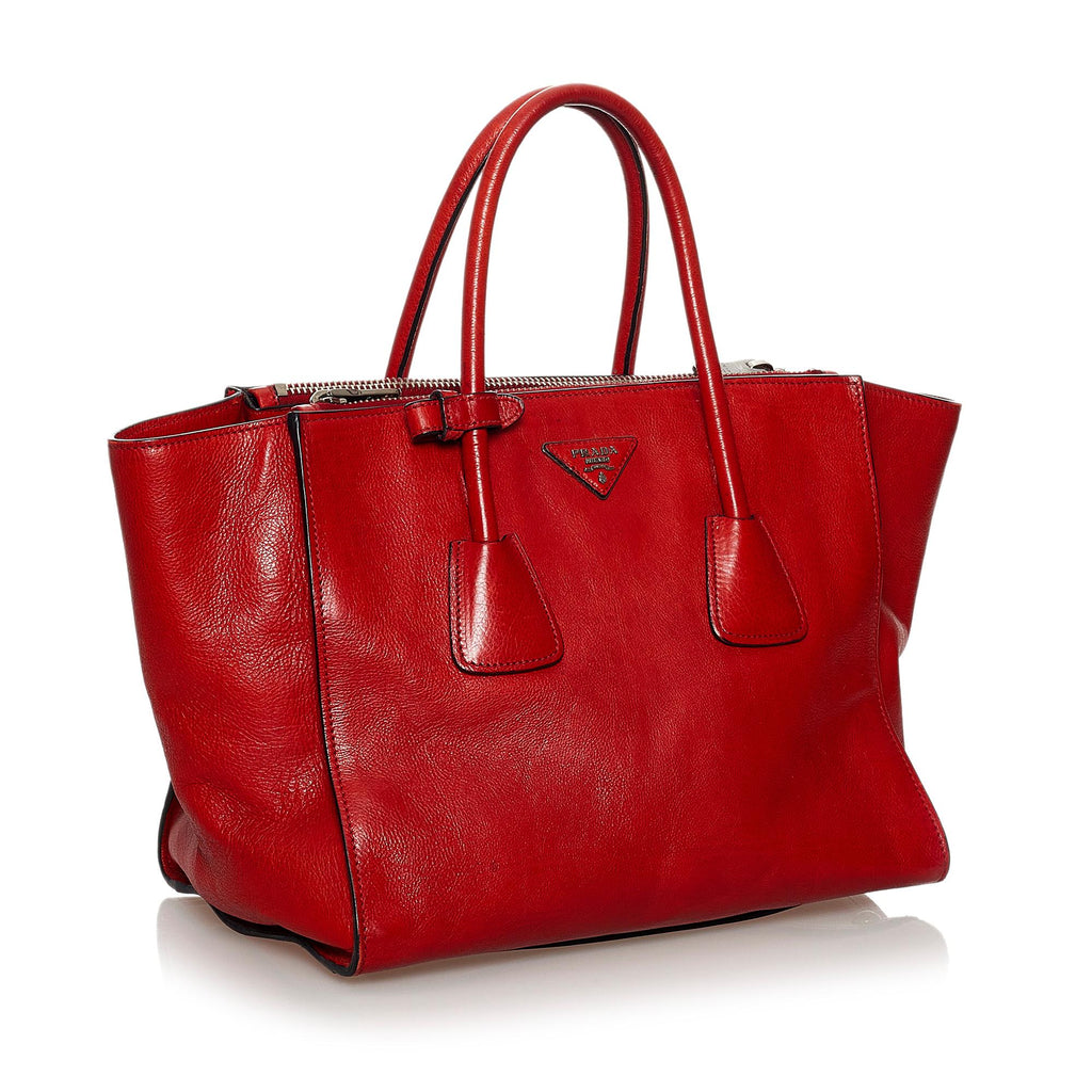 Prada Twin Pocket Leather Tote Bag (SHG-30736)