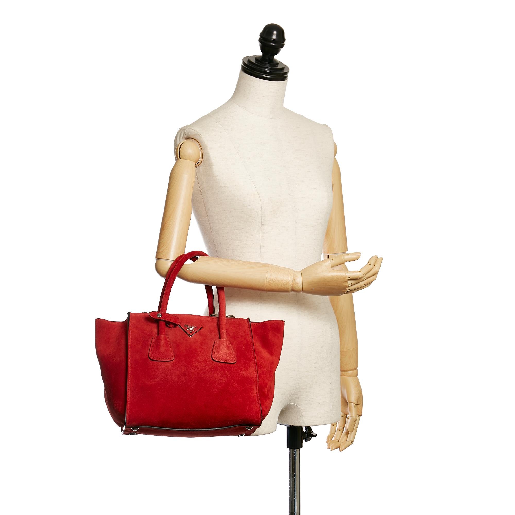 Prada Twin Pocket Suede Tote Bag (SHG-30984)