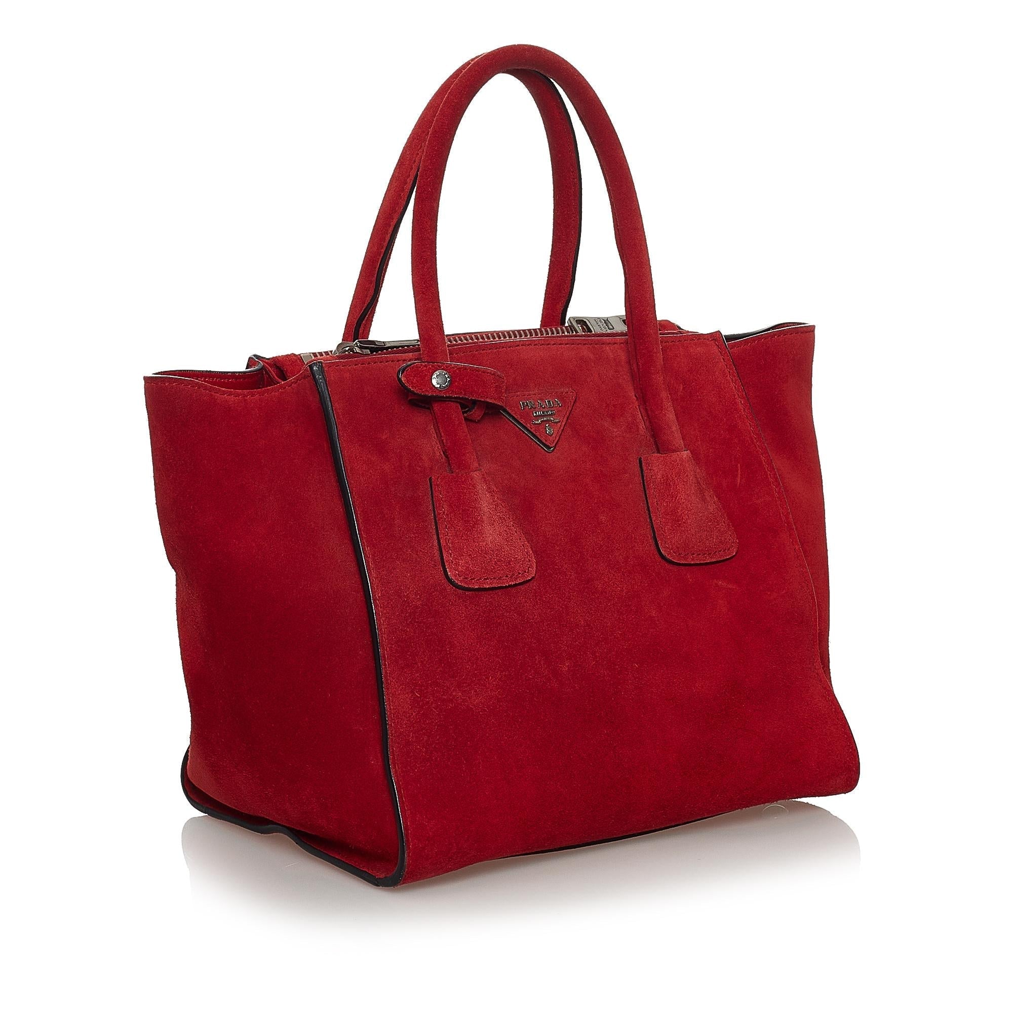 Prada Twin Pocket Suede Tote Bag (SHG-30984)