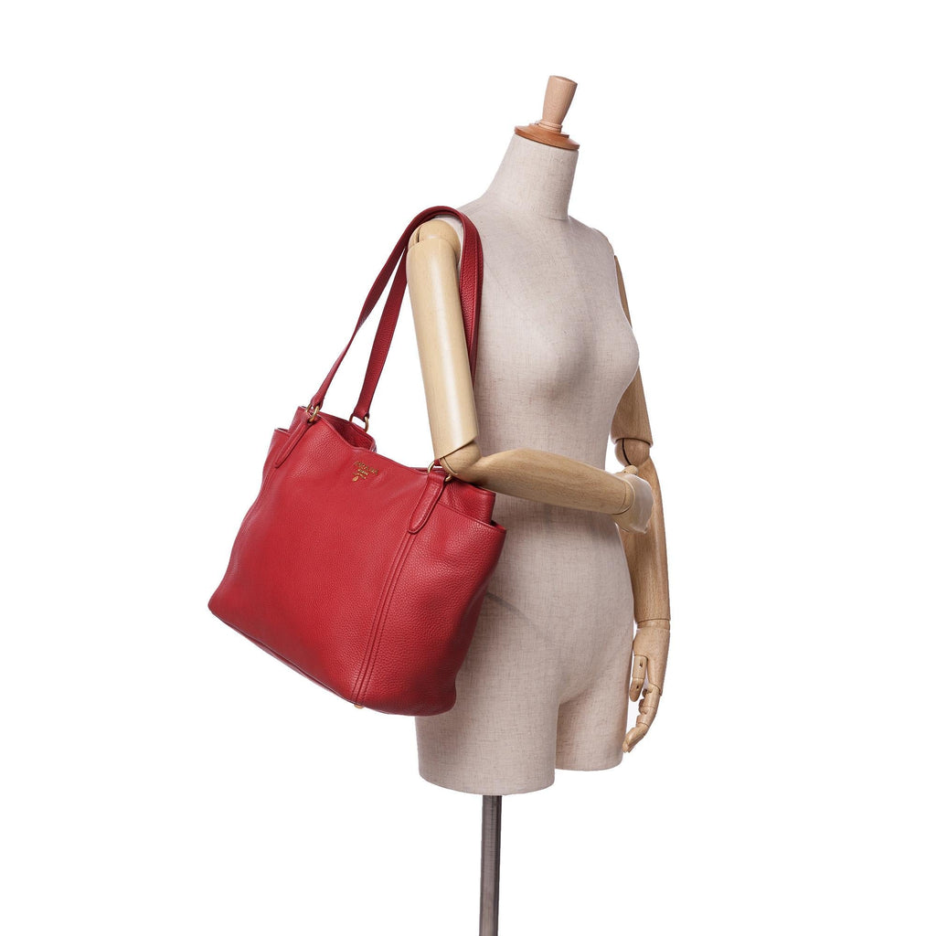 Prada VItello Daino Double Pocket Tote