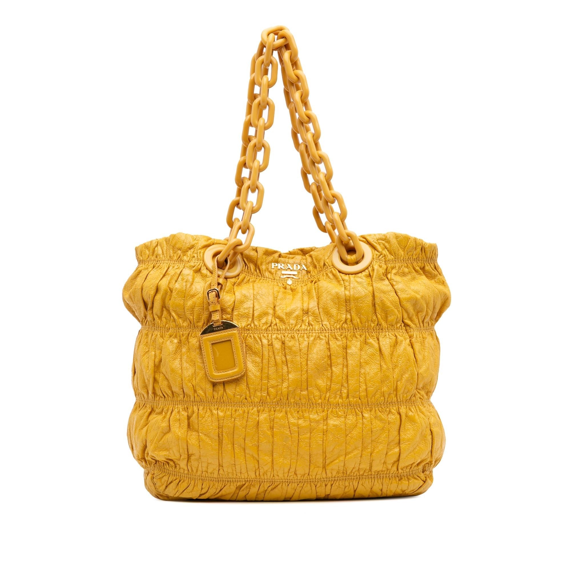 Prada Vernice Gaufre Chain Tote