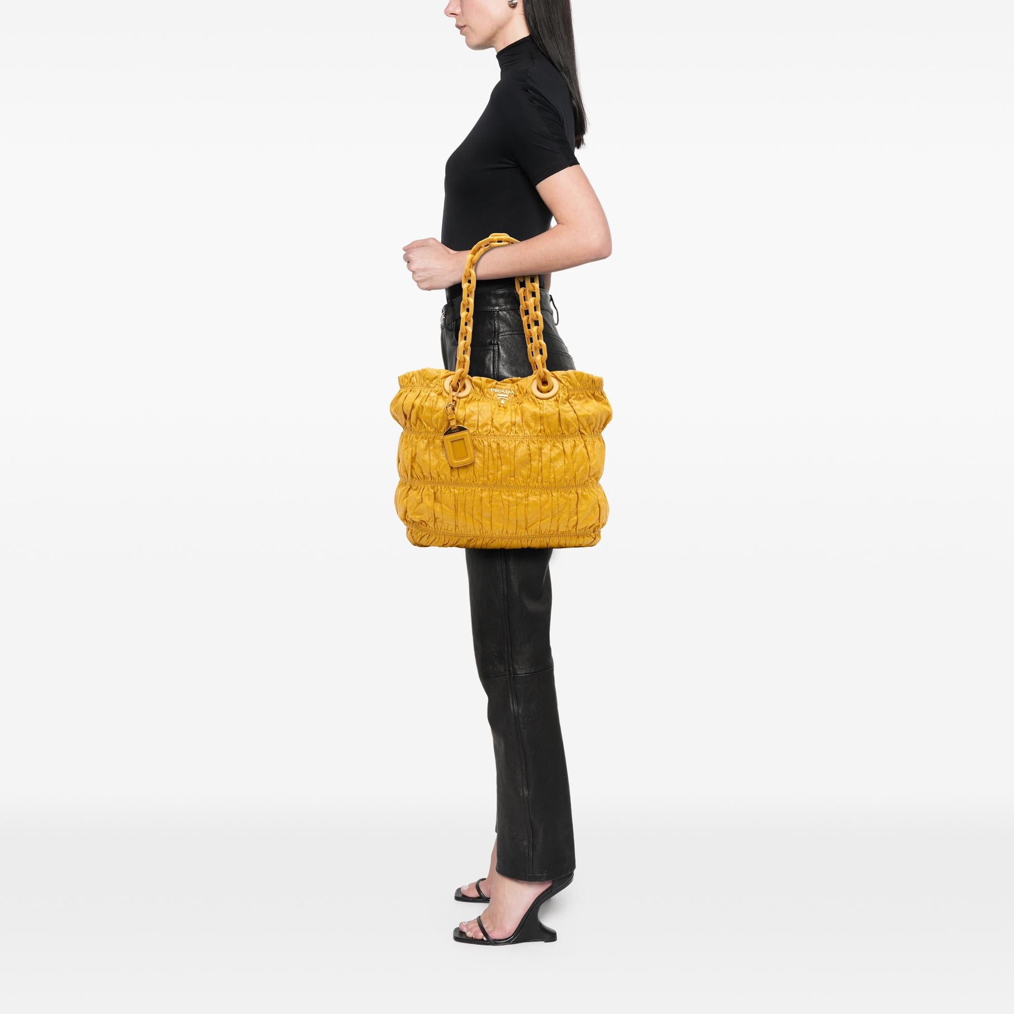 Prada Vernice Gaufre Chain Tote