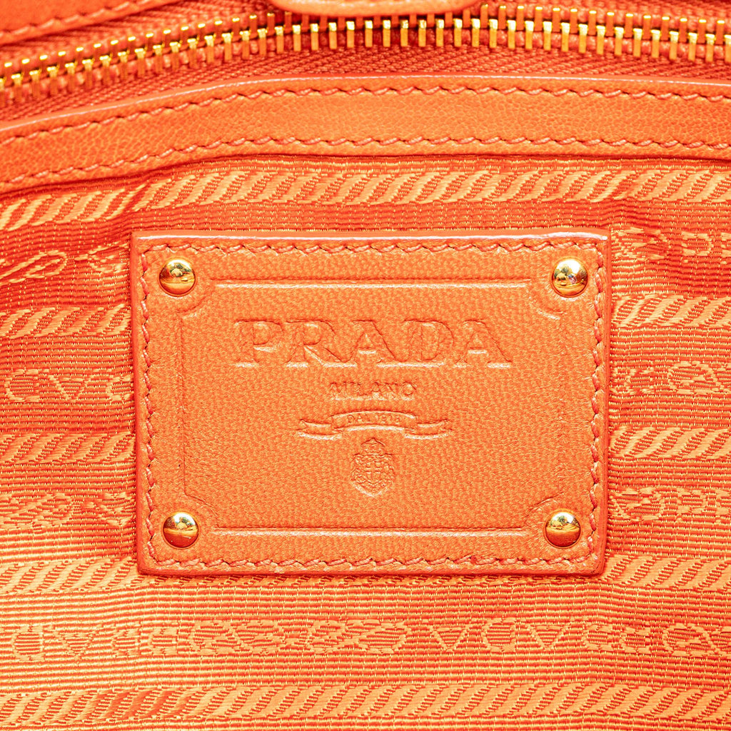 Prada Vernice and Tessuto Ruffle Tote