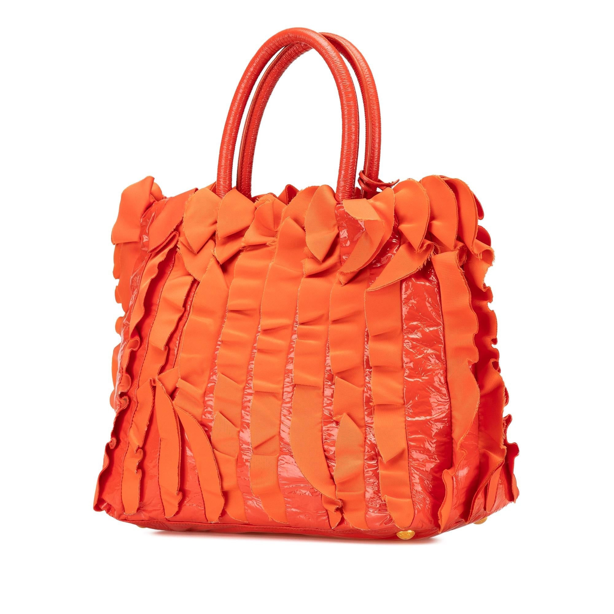 Prada Vernice and Tessuto Ruffle Tote