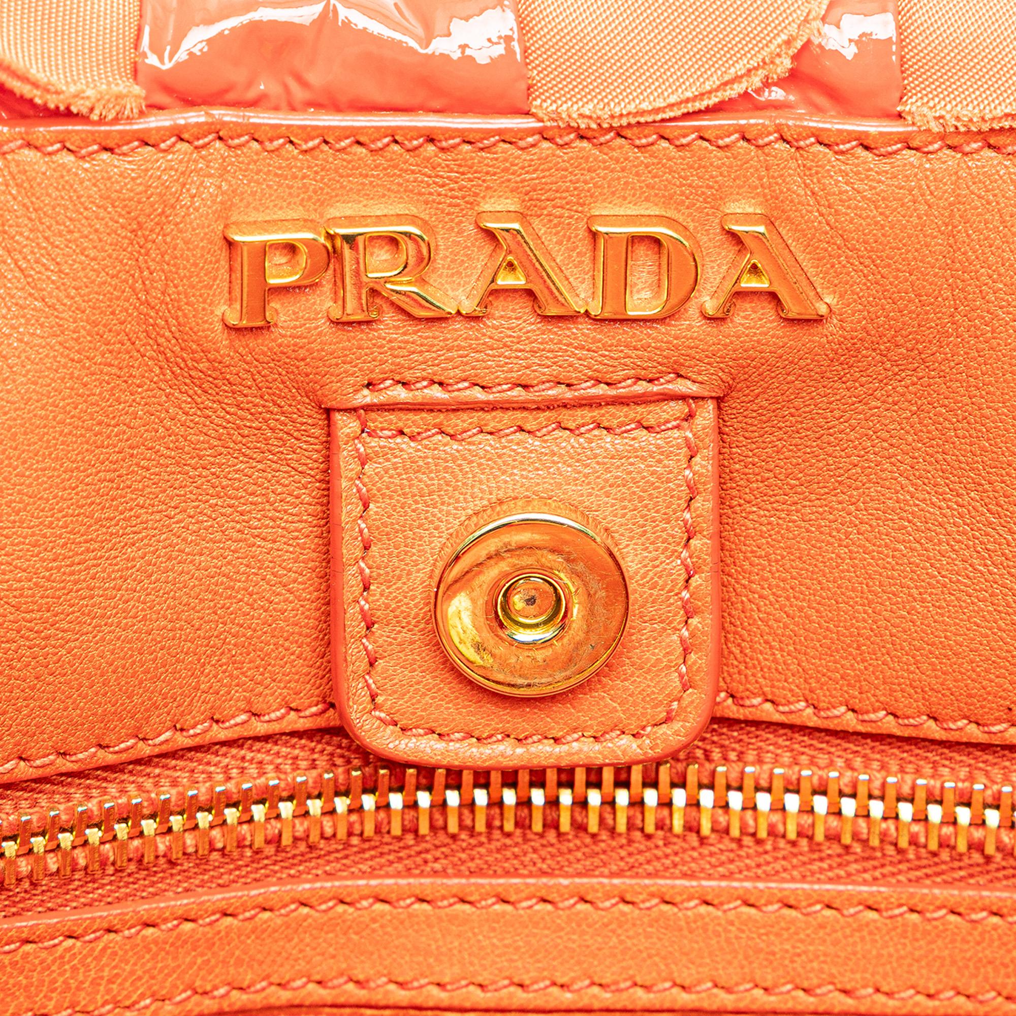 Prada Vernice and Tessuto Ruffle Tote