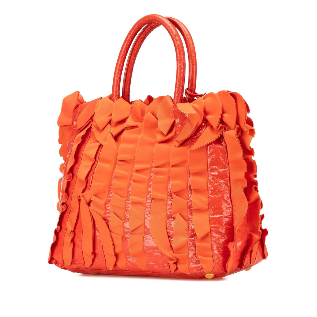 Prada Vernice and Tessuto Ruffle Tote