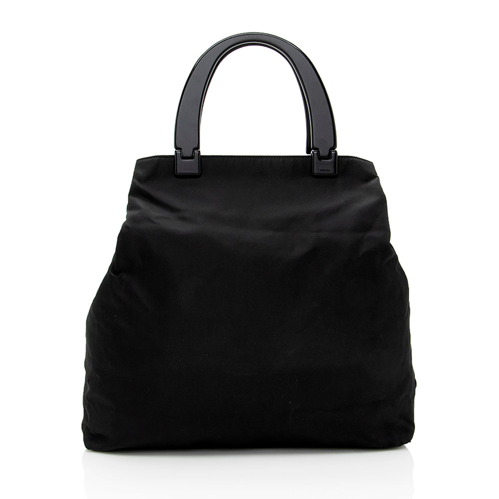 Prada Vintage Tessuto Lucite Handle Tote (SHF-18262)