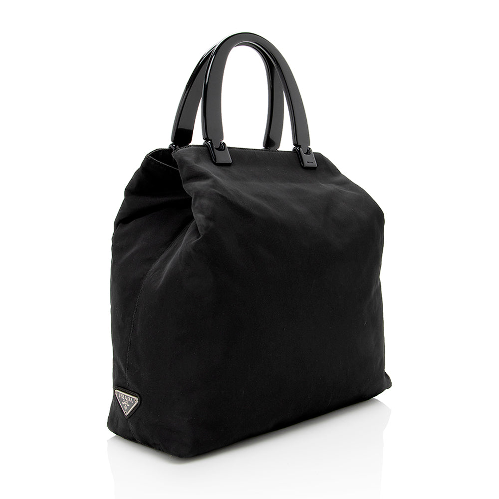 Prada Vintage Tessuto Lucite Handle Tote (SHF-18262)