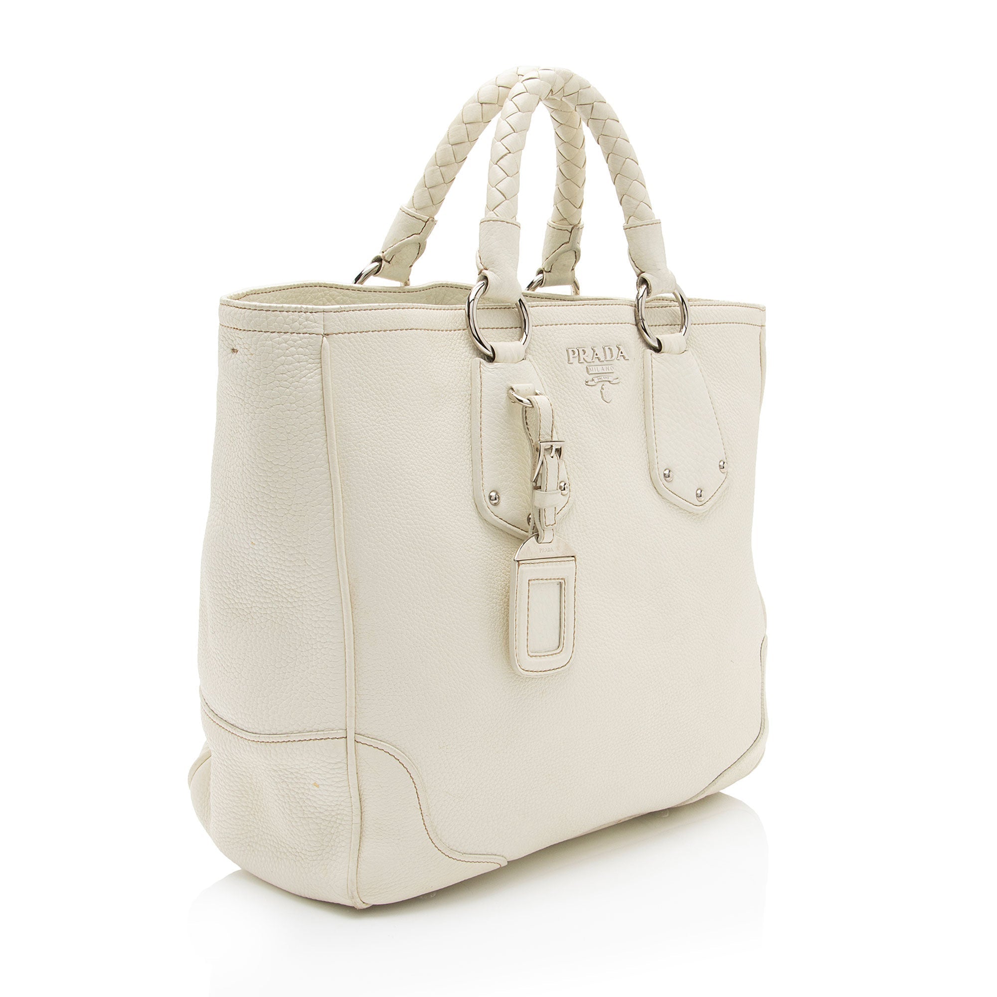 Prada Vitello Daino Braided Tote (SHF-XQ69sr)