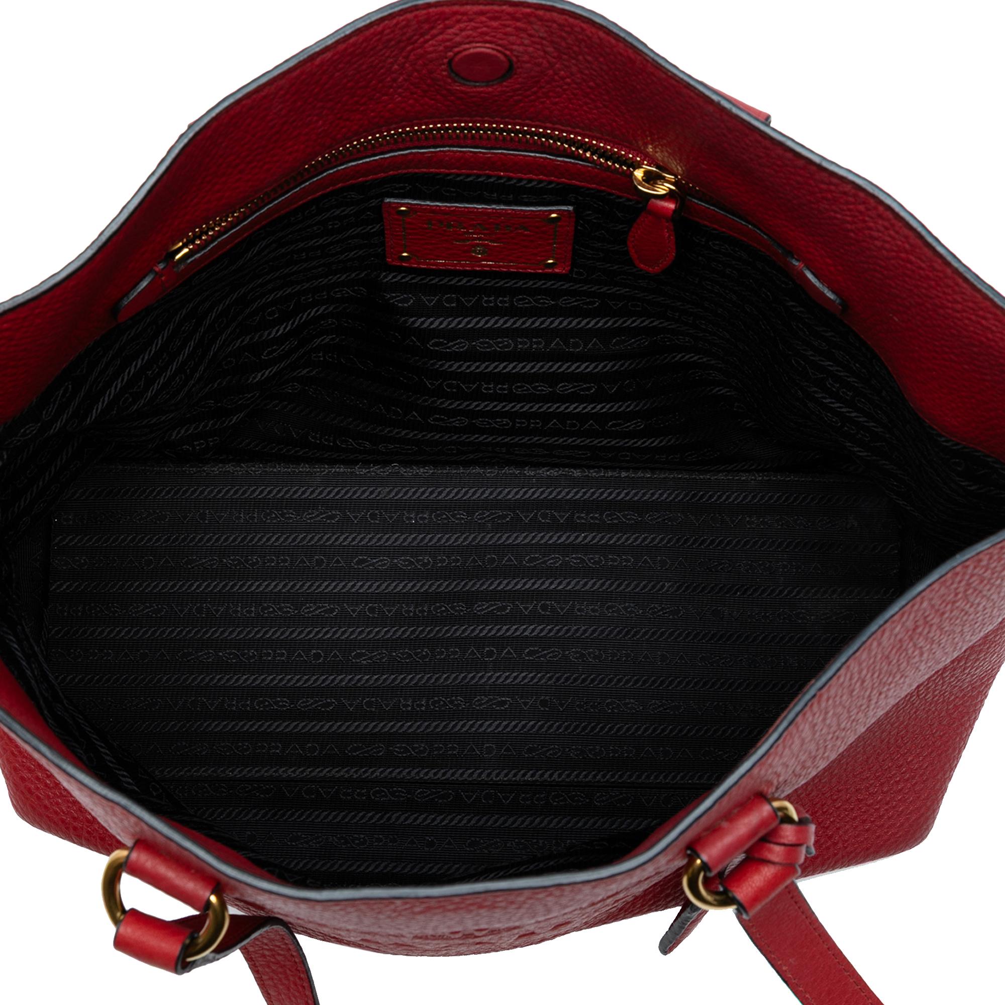 Prada Vitello Daino Canapa Logo Tote