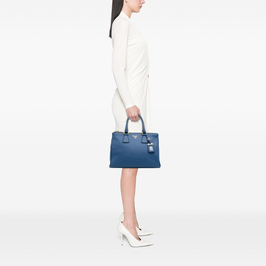 Prada Vitello Daino Double Zip Convertible Tote