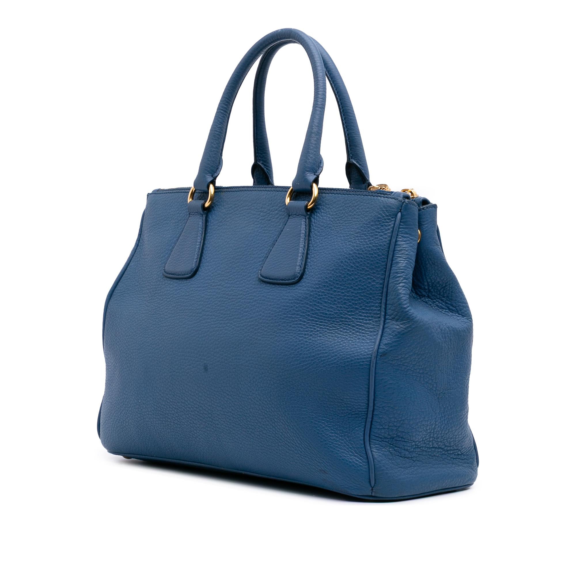 Prada Vitello Daino Double Zip Convertible Tote