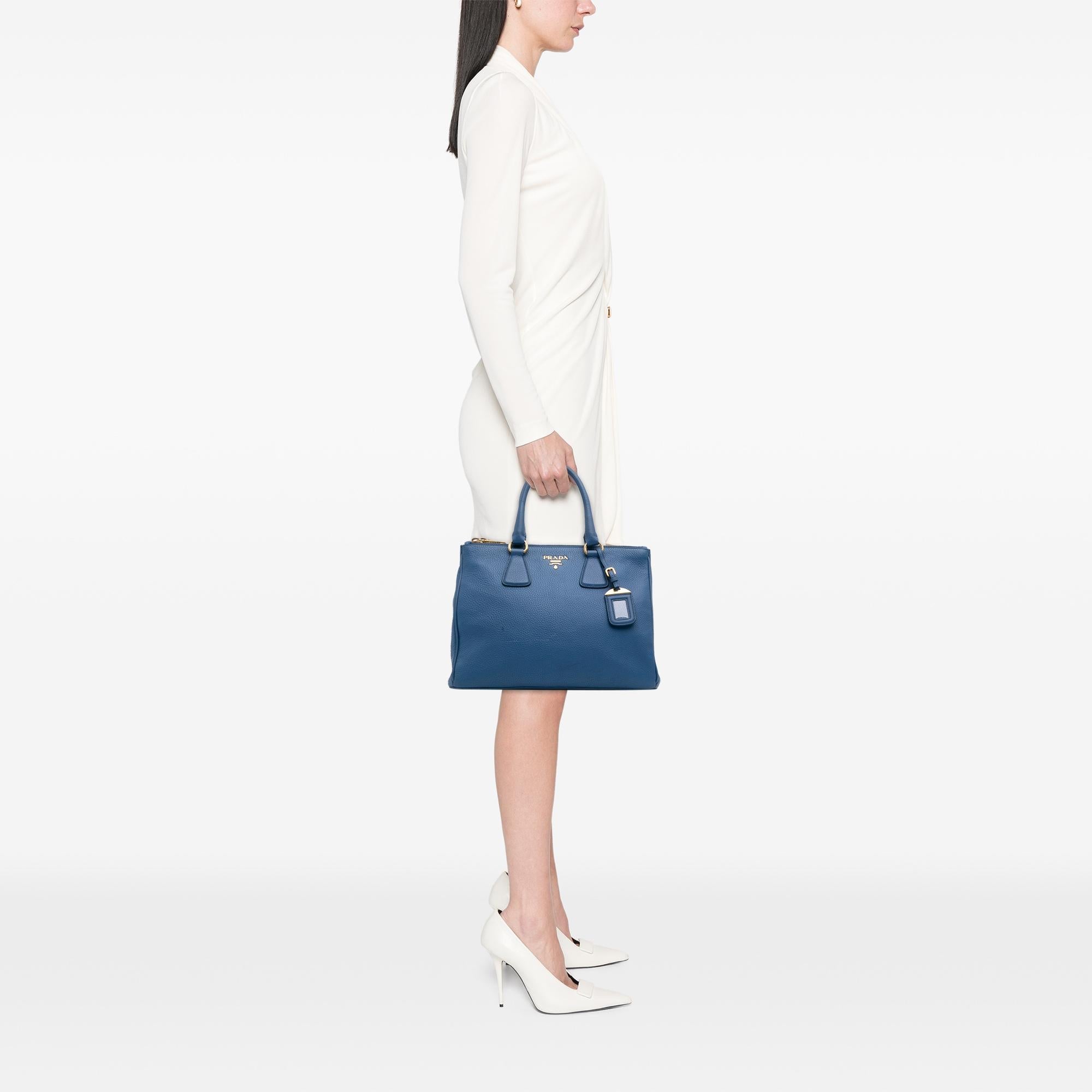 Prada Vitello Daino Double Zip Convertible Tote