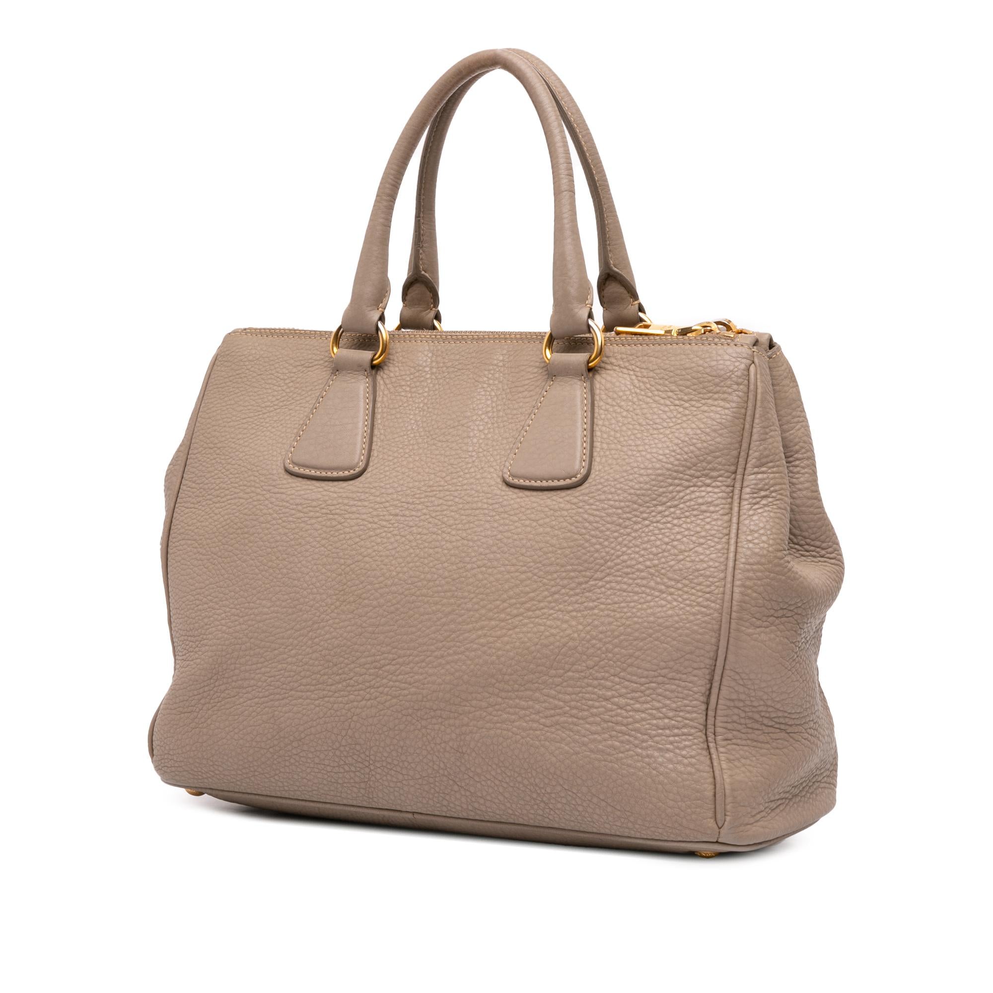 Prada Vitello Daino Double Zip Convertible Tote