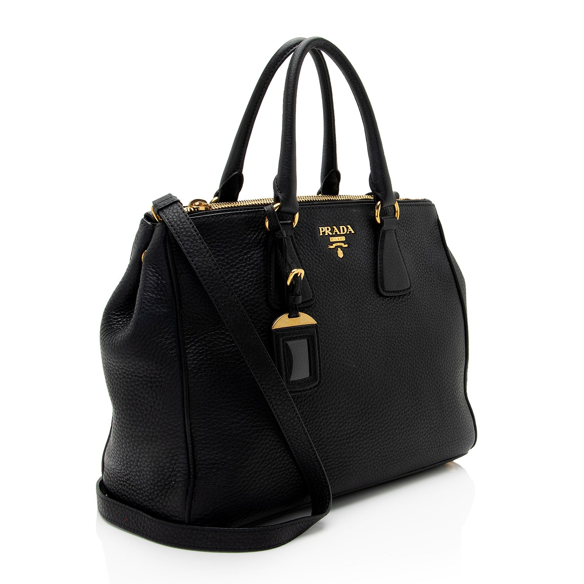 Prada Vitello Daino Double Zip Medium Tote (SHF-Ve4tnw)