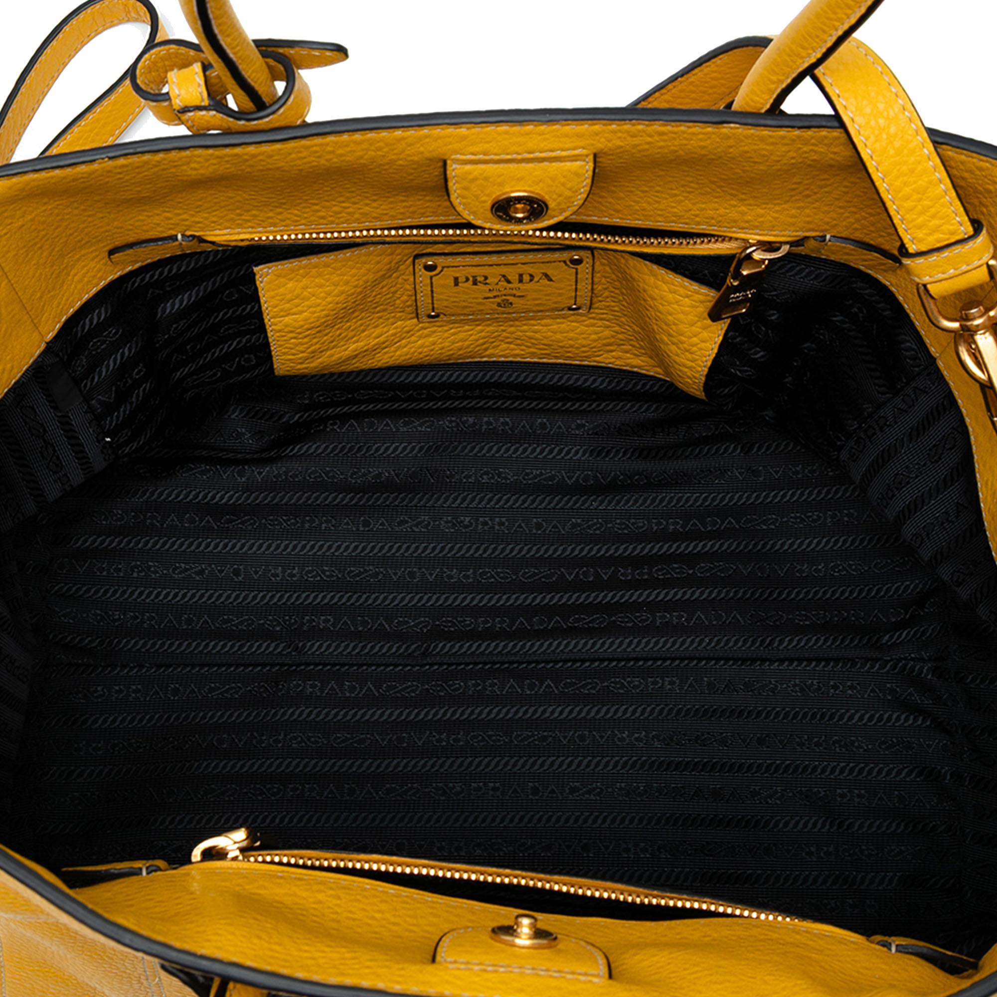 Prada Vitello Daino Front Pocket Open Convertible Tote