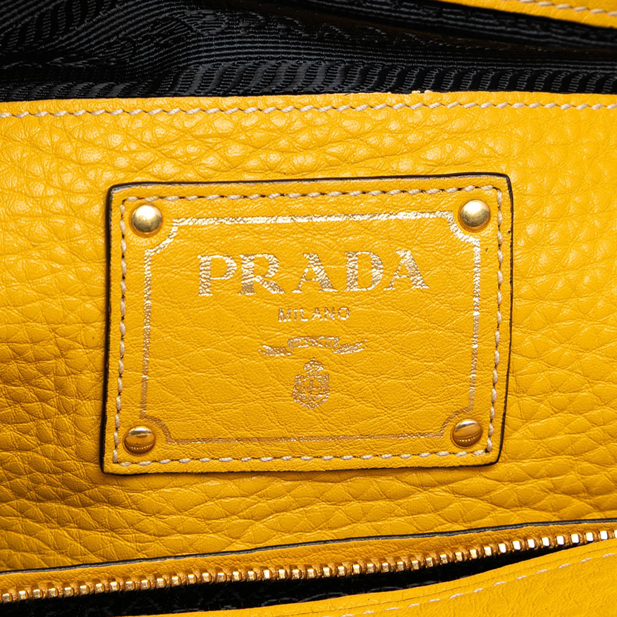 Prada Vitello Daino Front Pocket Open Convertible Tote