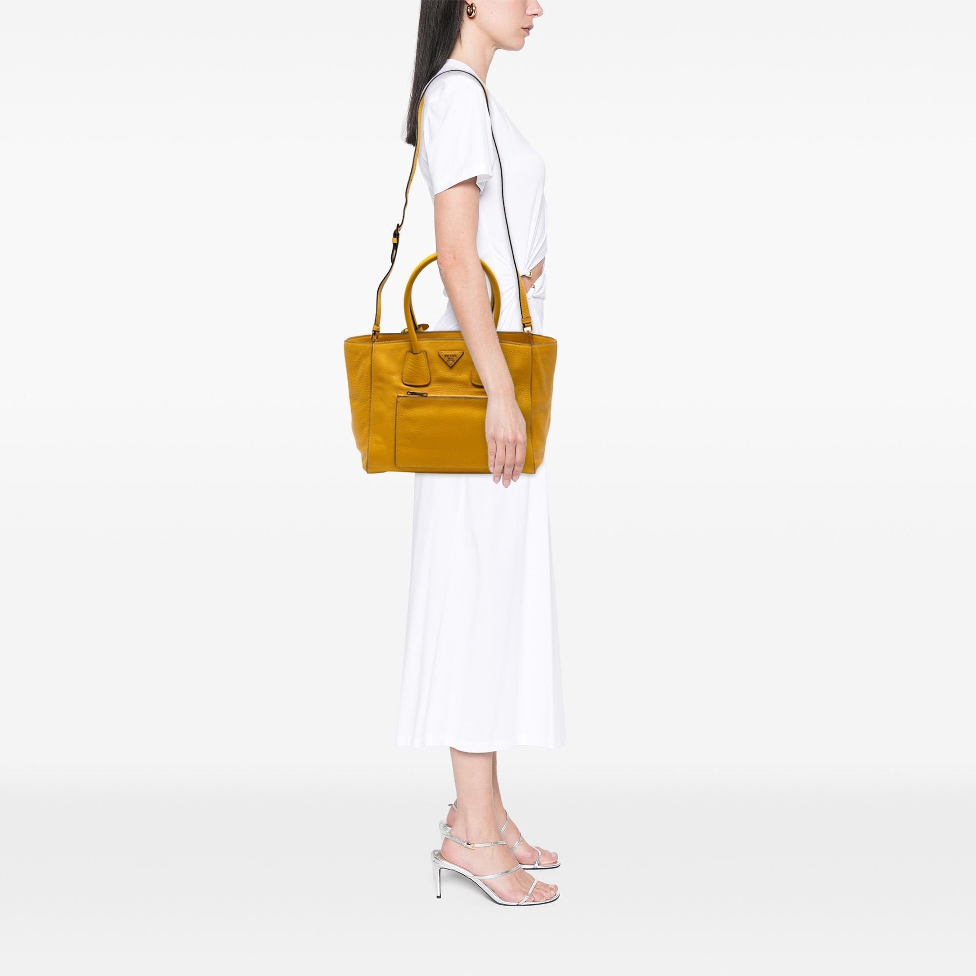 Prada Vitello Daino Front Pocket Open Convertible Tote