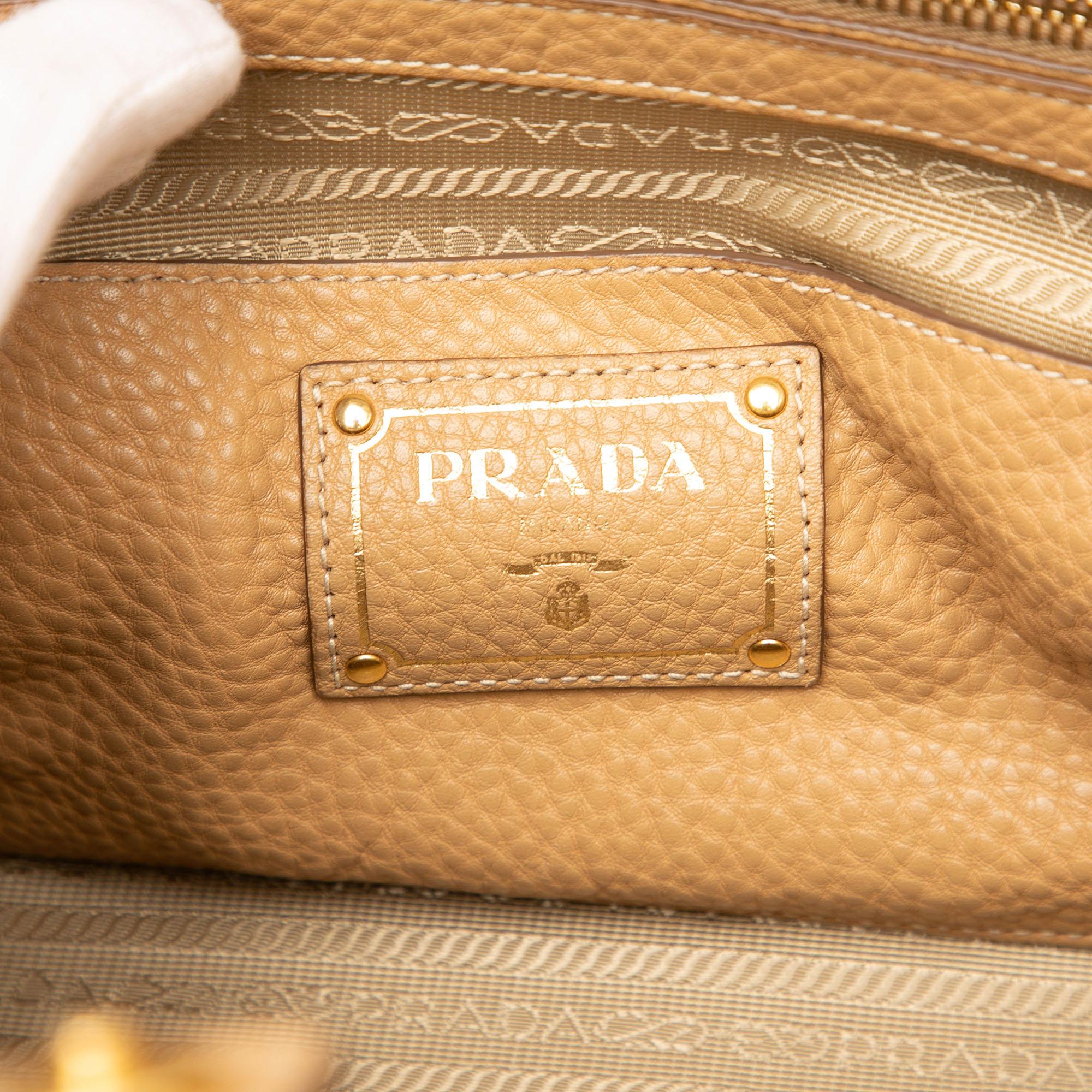 Prada Vitello Daino Front Pocket Open Convertible Tote