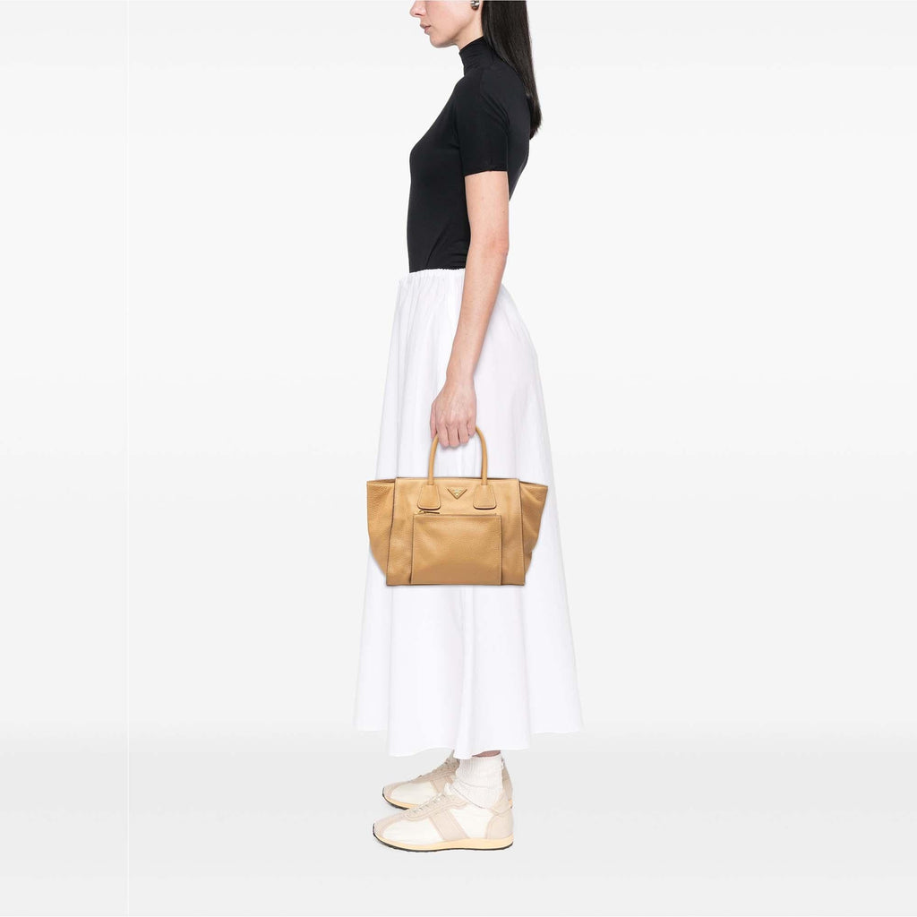 Prada Vitello Daino Front Pocket Open Convertible Tote