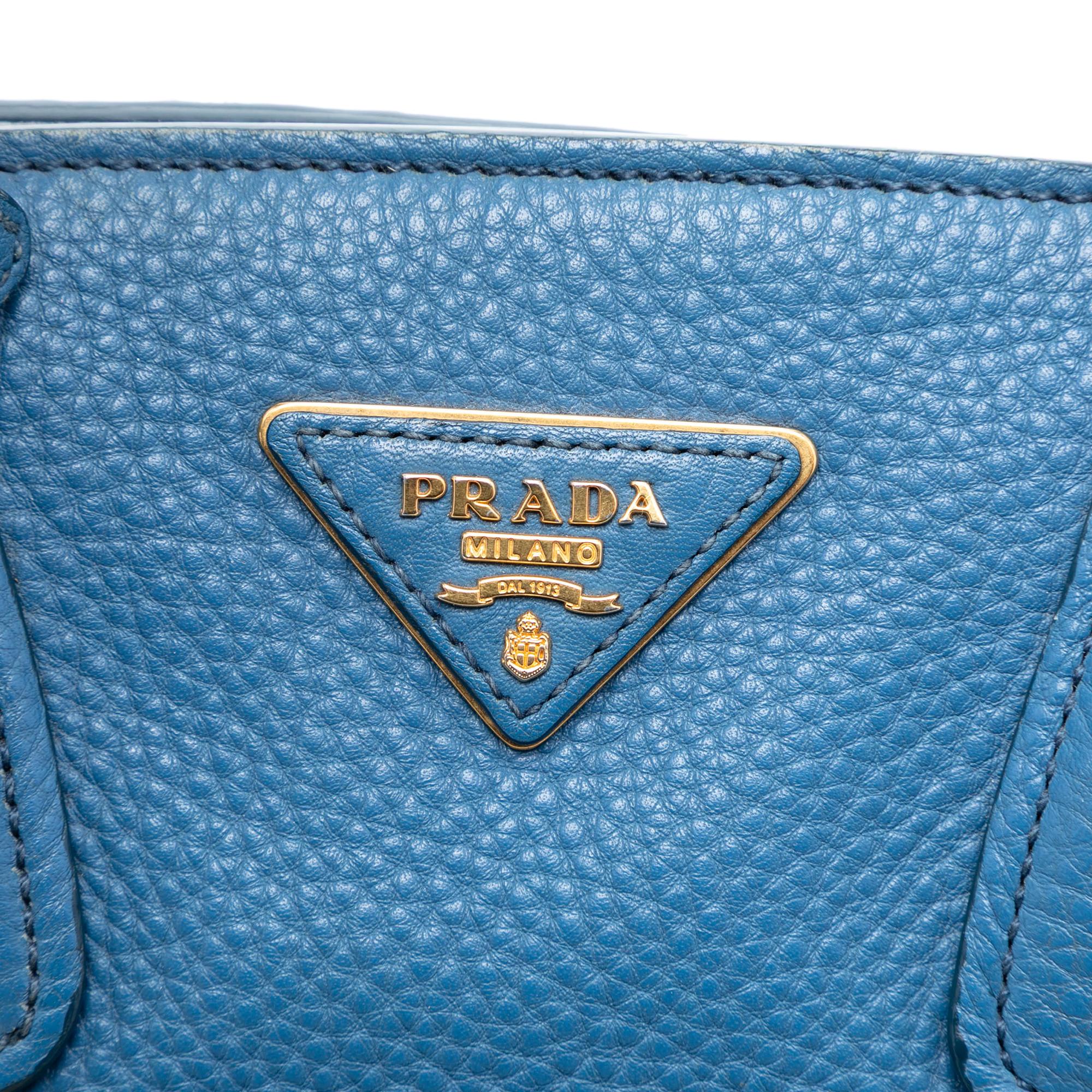 Prada Vitello Daino Front Pocket Open Convertible Tote