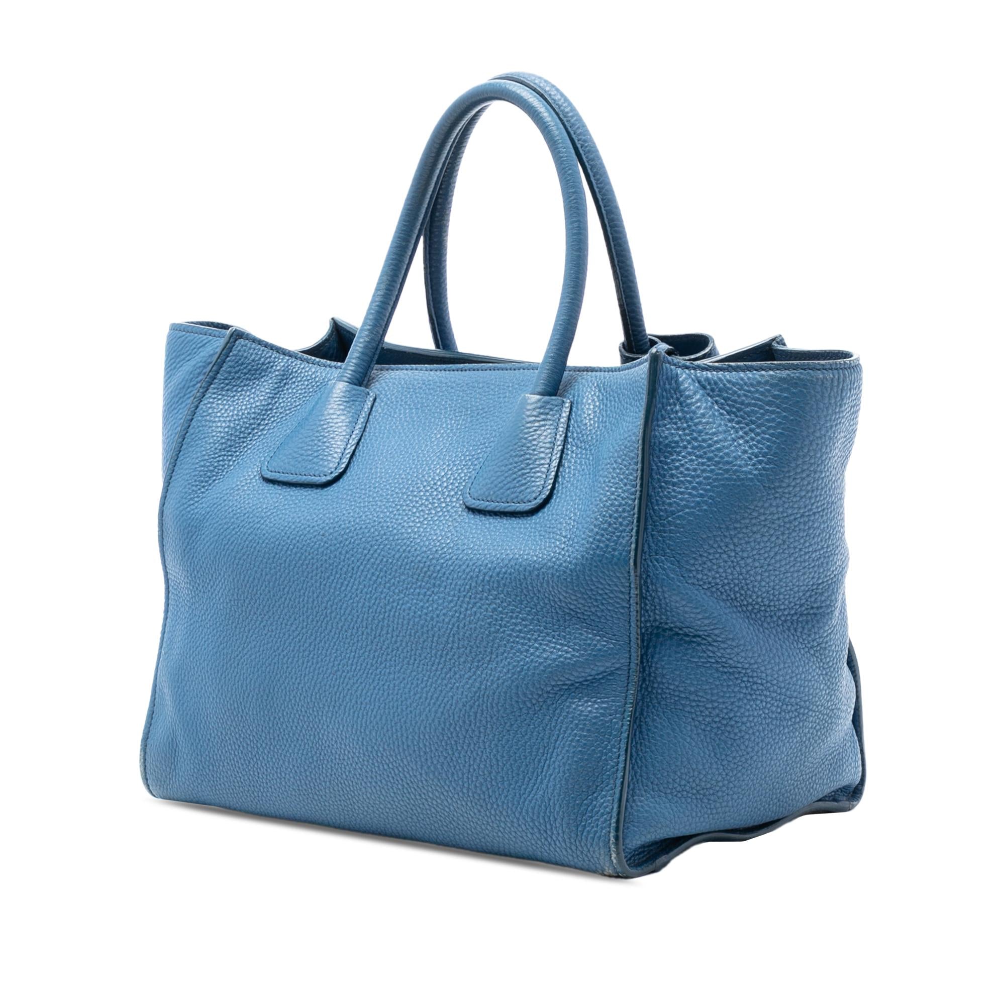 Prada Vitello Daino Front Pocket Open Convertible Tote