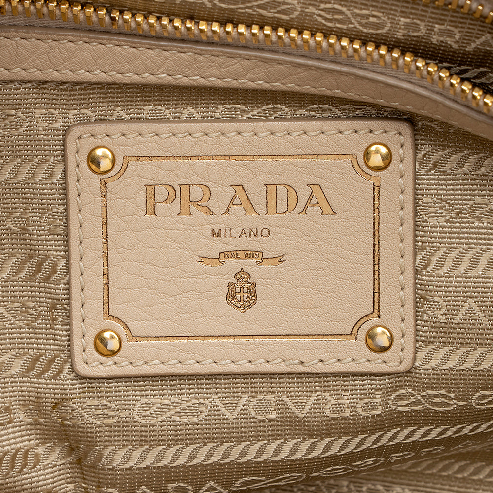Prada Vitello Daino Leather Pushlock Tote (SHF-16679)