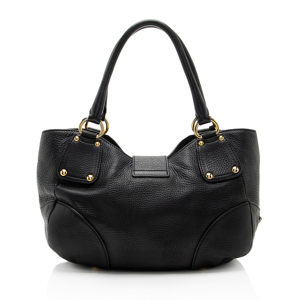Prada Vitello Daino Leather Pushlock Tote (SHF-hBazVI)