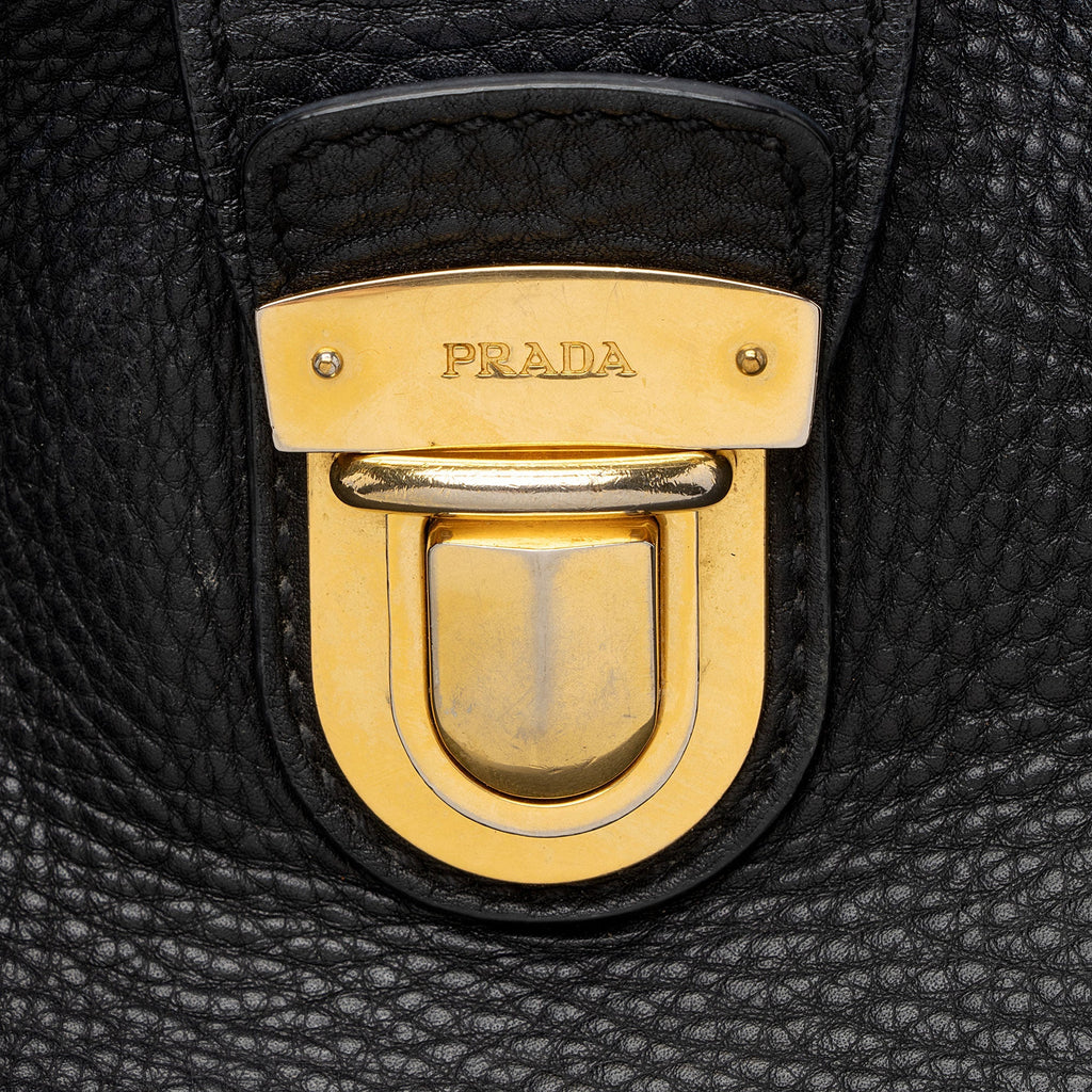 Prada Vitello Daino Leather Pushlock Tote (SHF-hBazVI)