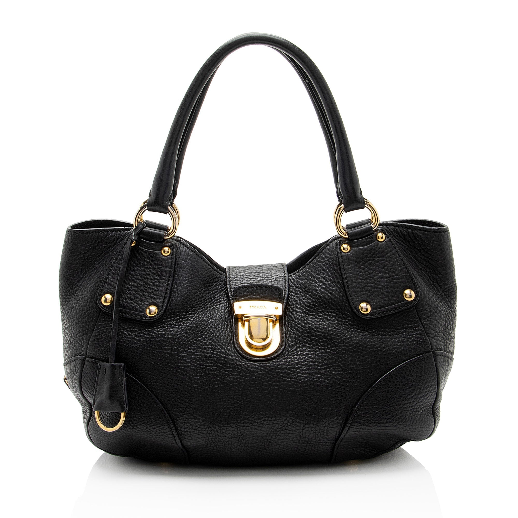 Prada Vitello Daino Leather Pushlock Tote (SHF-hBazVI)