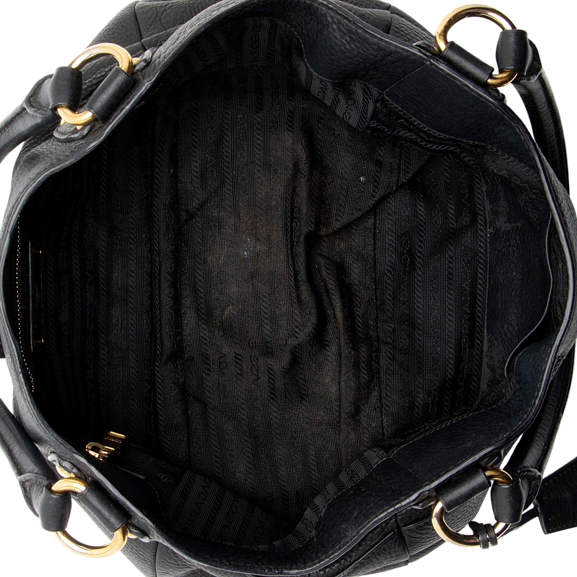 Prada Vitello Daino Leather Pushlock Tote (SHF-hBazVI)