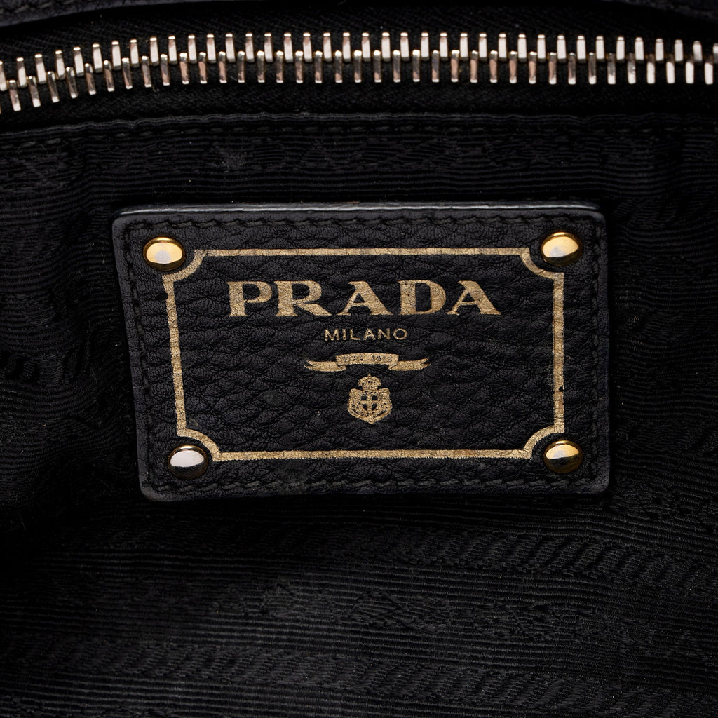 Prada Vitello Daino Leather Pushlock Tote (SHF-hBazVI)