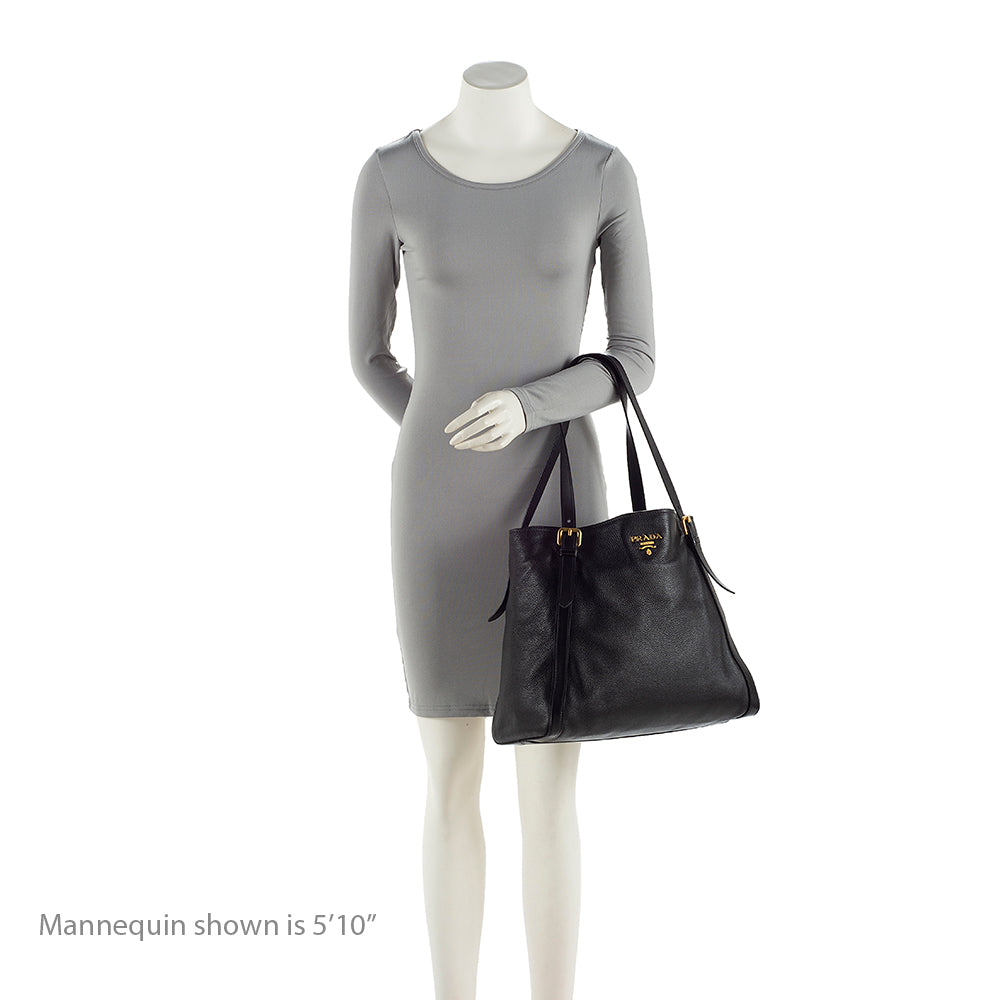 Prada Vitello Daino North South Tote (SHF-19897)