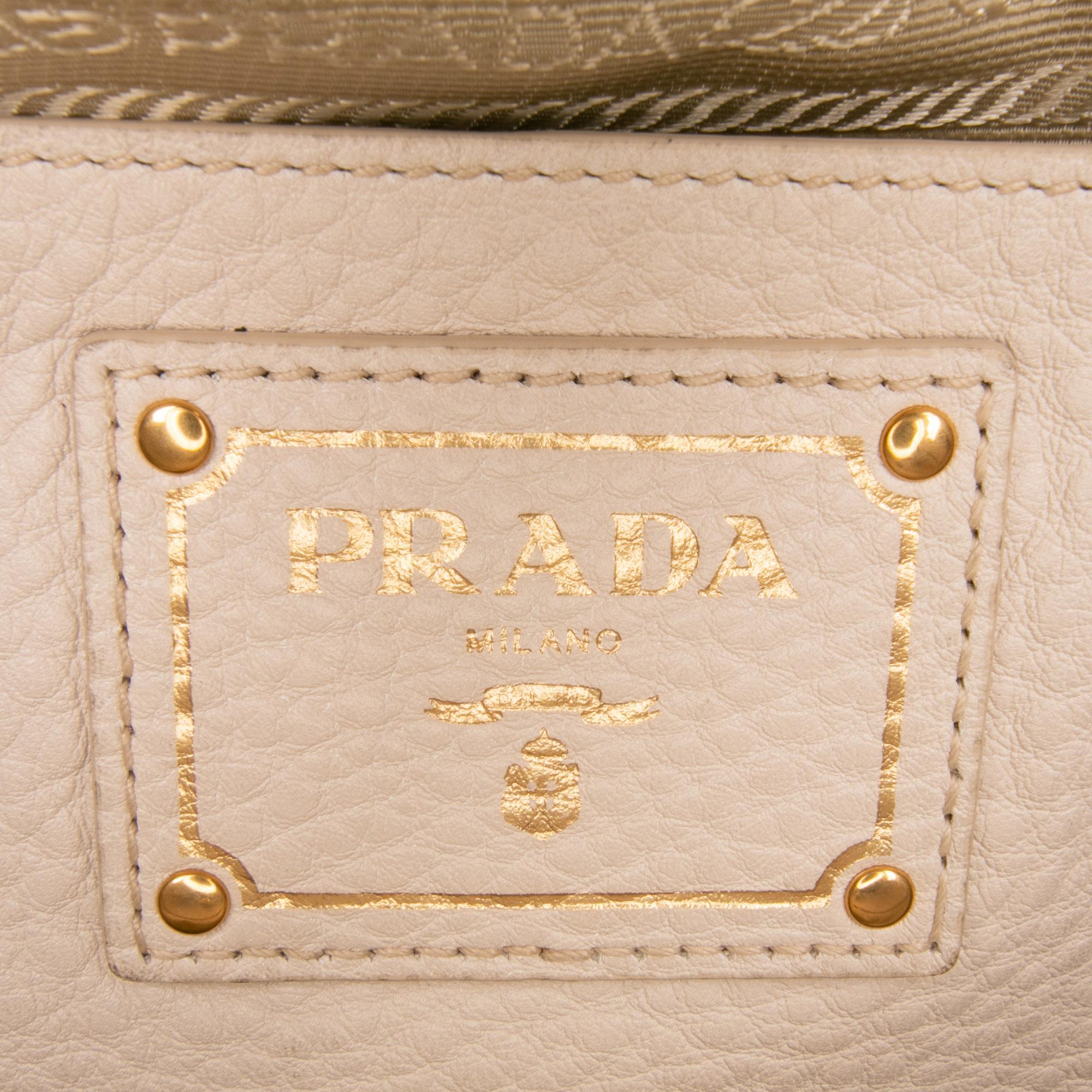 Prada Vitello Daino Side Pocket Convertible Tote