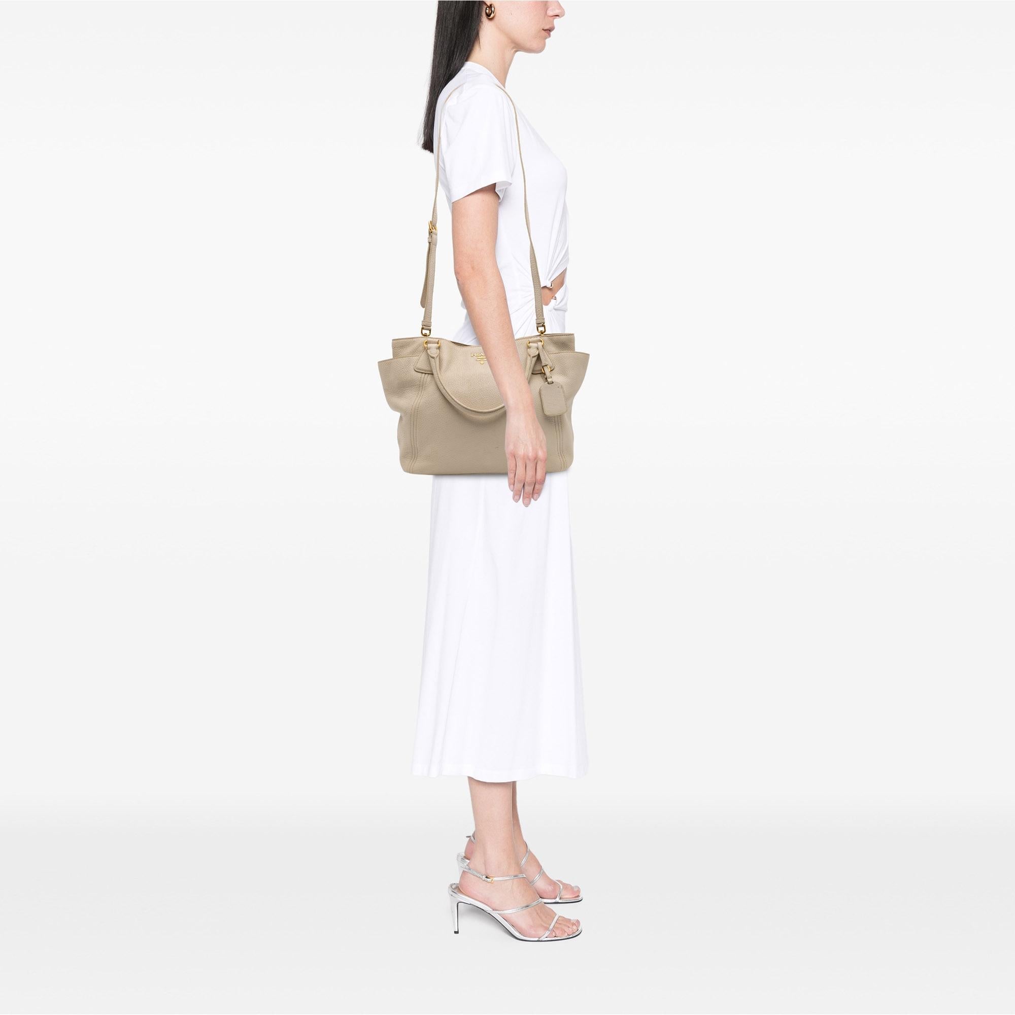 Prada Vitello Daino Side Pocket Convertible Tote