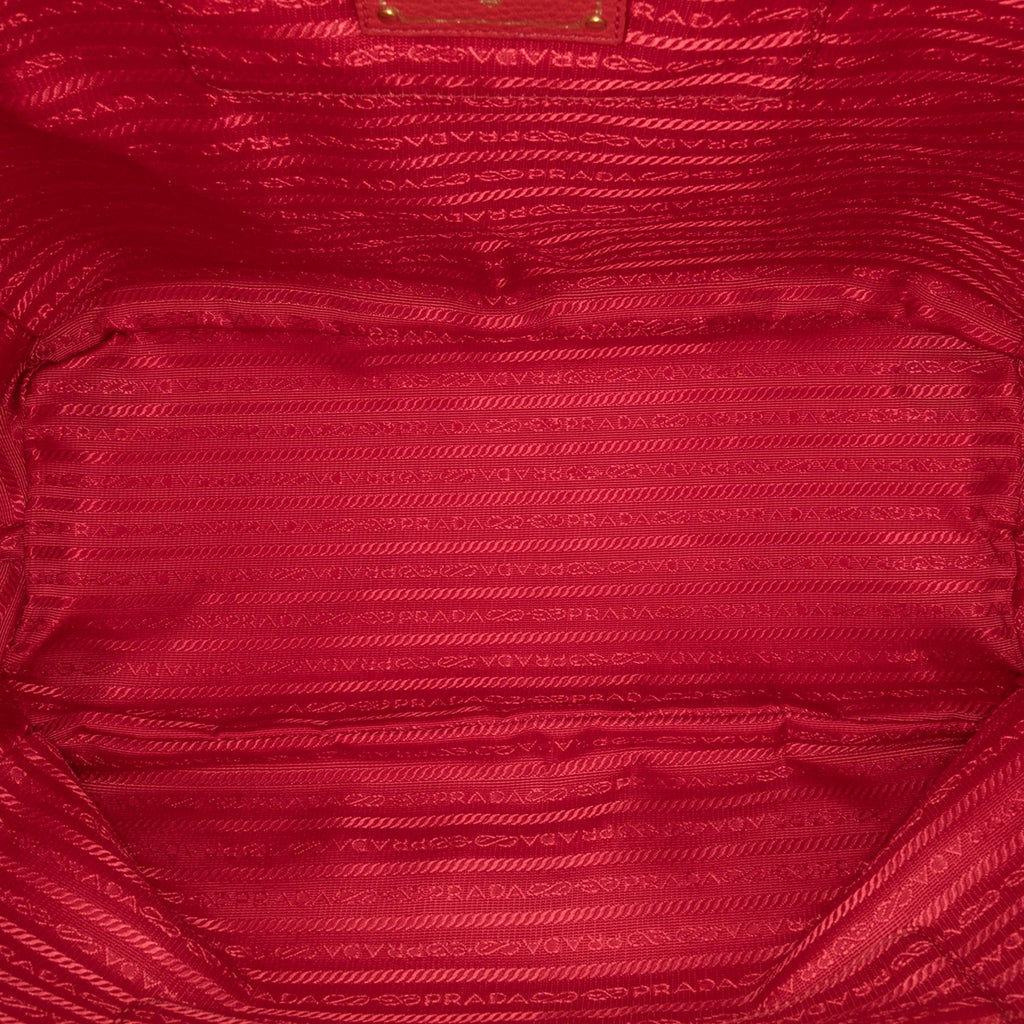 Prada Vitello Daino Side Zip Convertible Tote